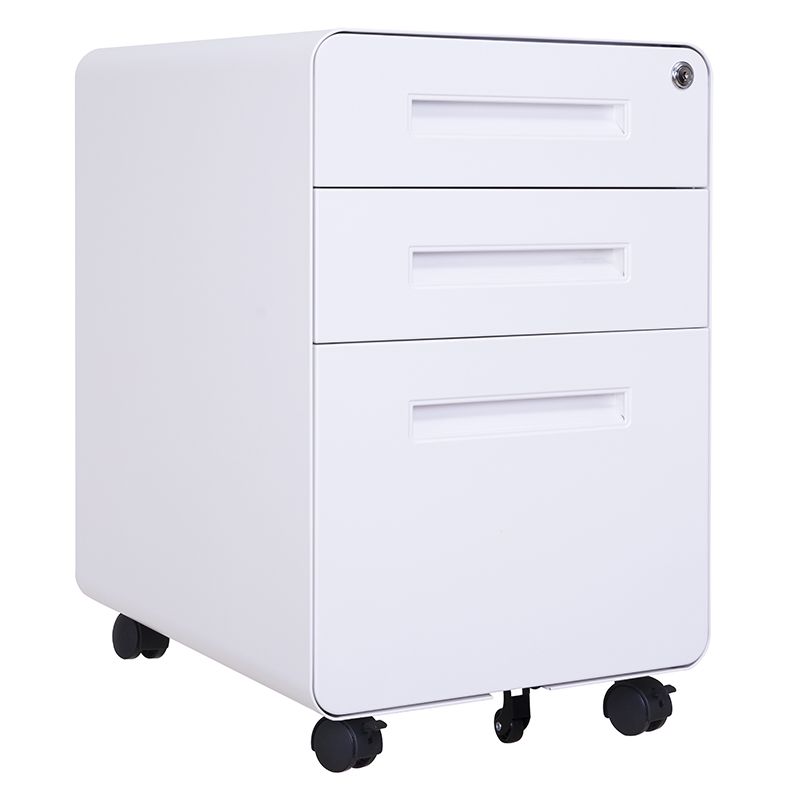 圓弧白面板白扣手活動柜