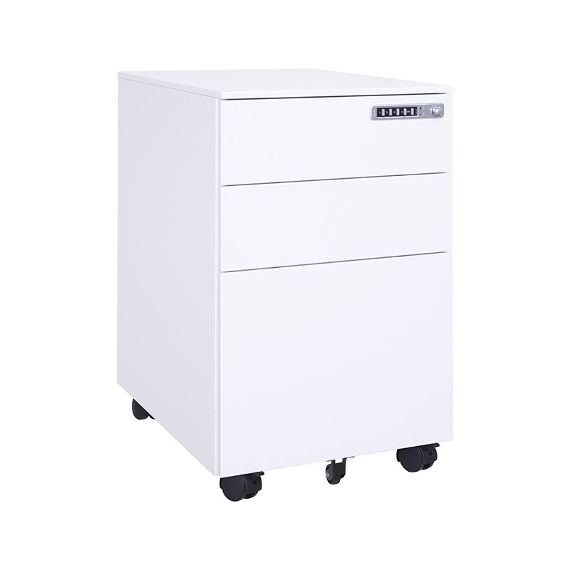 白色側拉國寶鎖活動柜